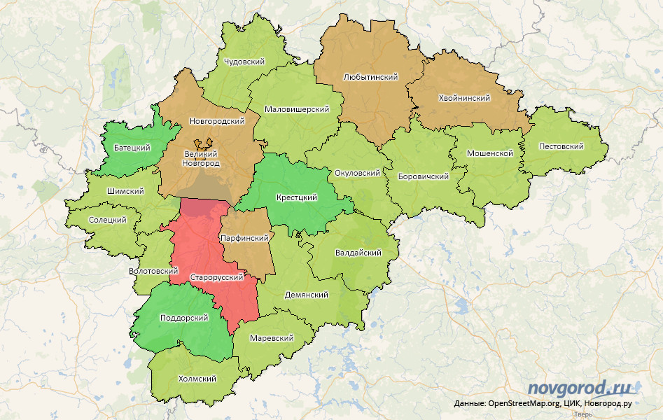 Карта великий новгород область