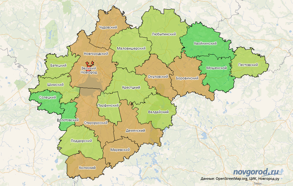 Подробная карта новгородского района