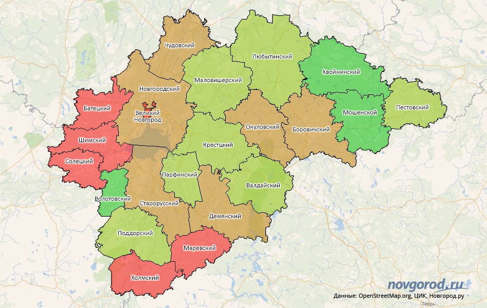 Карта гибридная новгородской области